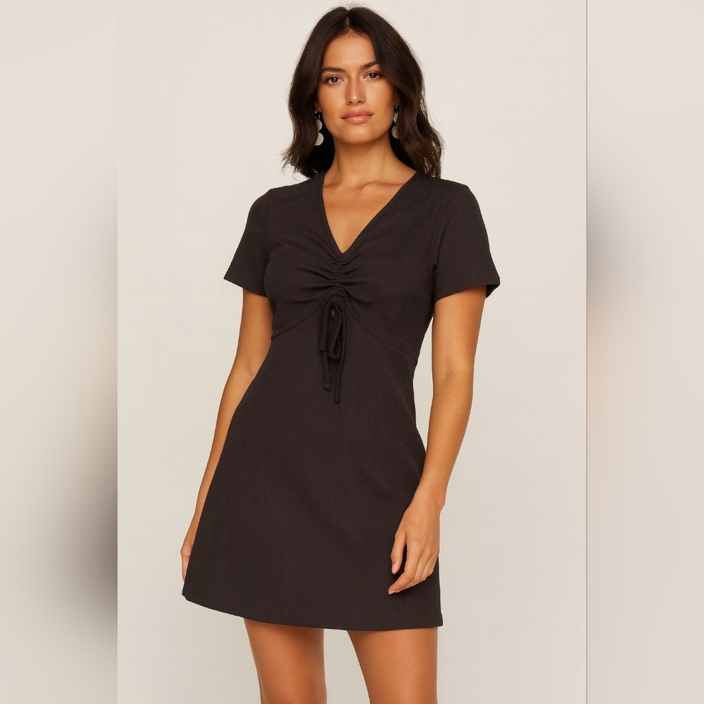 Livi New Black Ribbed Dress Size M